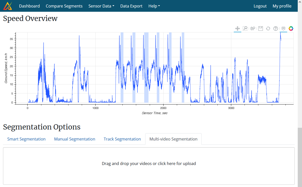 Screenshot of the bottom of the measurement page, showing the multi-video segmentation option.