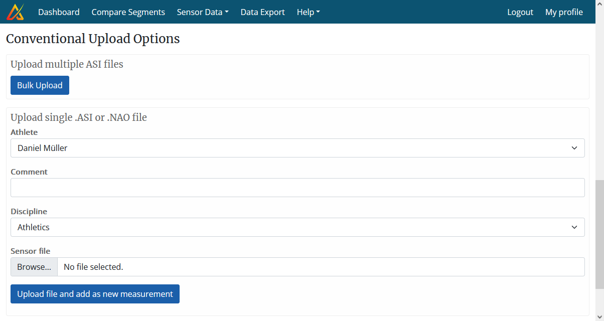 Screenshot of the add data form for adding a .NOA or .ASI file.